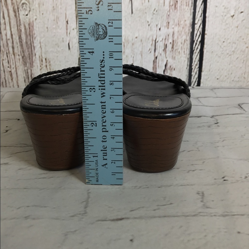 Cole Haan Braided Black Leather Wedge Sandals EUC 8.5 NARROW - Picture 6 of 11